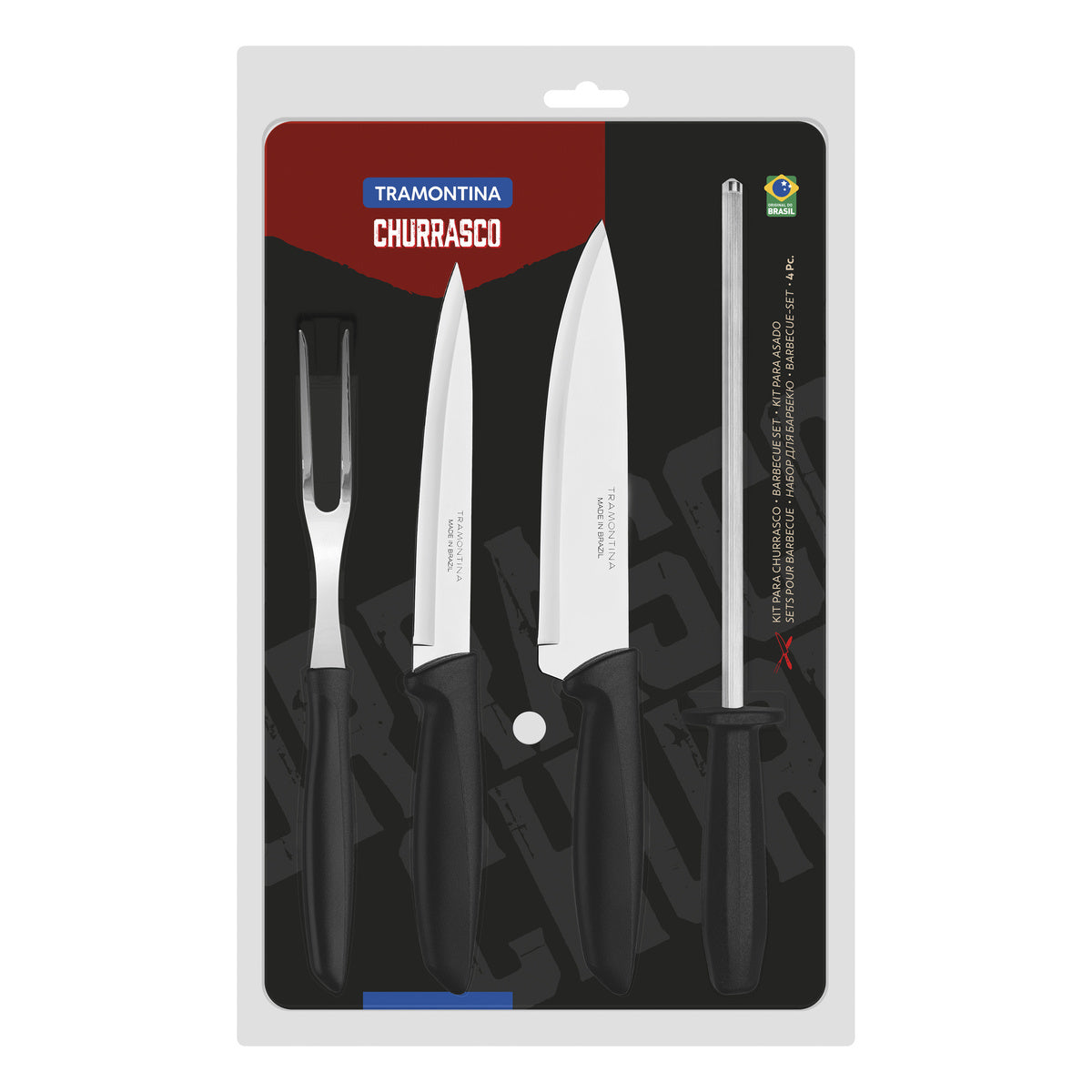 JUEGO DE PARRILLADA 4PC CHURRASCO TRAMON