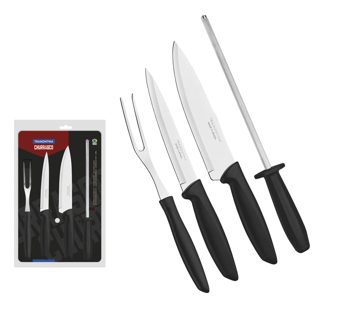 JUEGO DE PARRILLADA 4PC CHURRASCO TRAMON