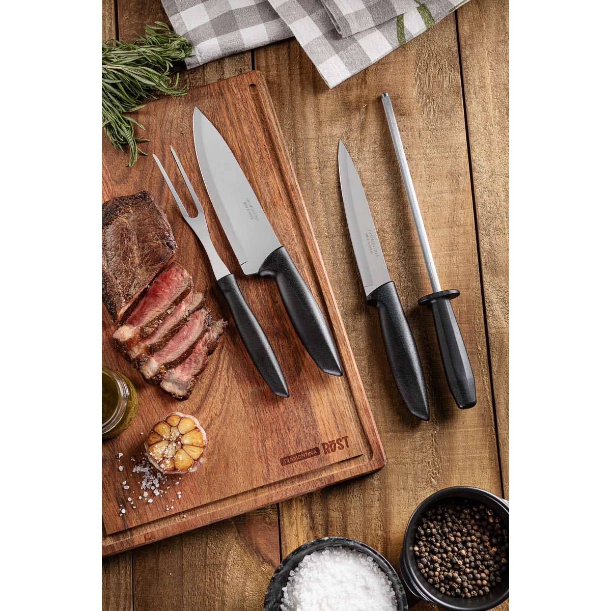 JUEGO DE PARRILLADA 4PC CHURRASCO TRAMON